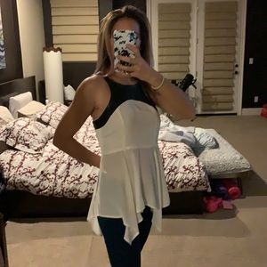 Silk and lamb leather top